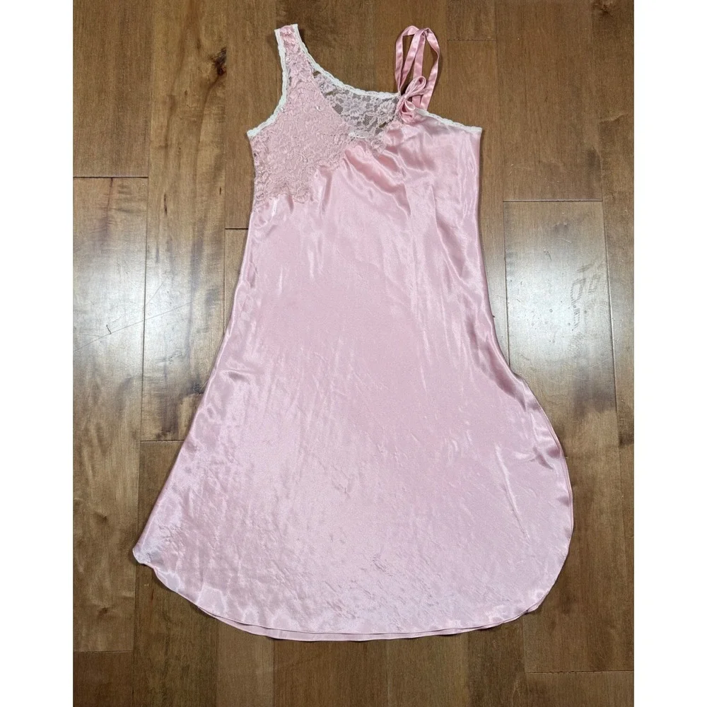 Victoria's Secret Gold Label Pink Lace Tear Drop Nightgown Vintage 90's Wmns‎ Lg